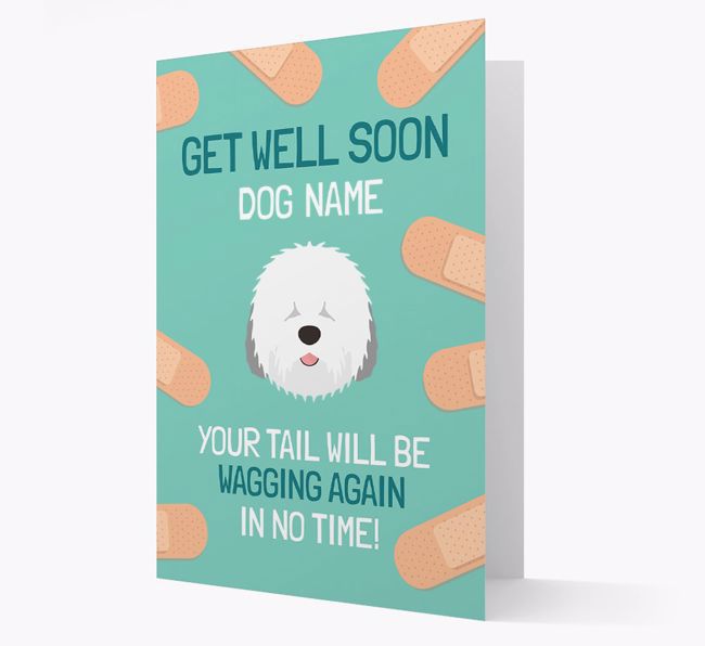 Personalized 'Get well soon {dogsName}' Card with {breedFullName} Icon